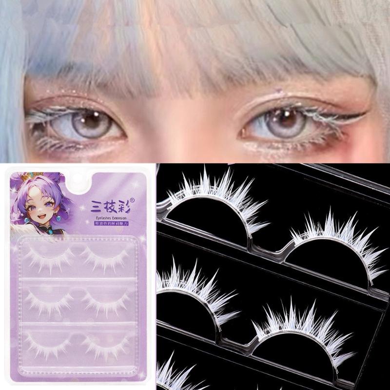 3 Pairs Cosplay White Eyelashe - огляд і ціна Eyelash Extension Look